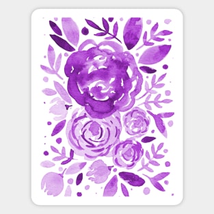 Watercolor roses bouquet - ultra violet Magnet